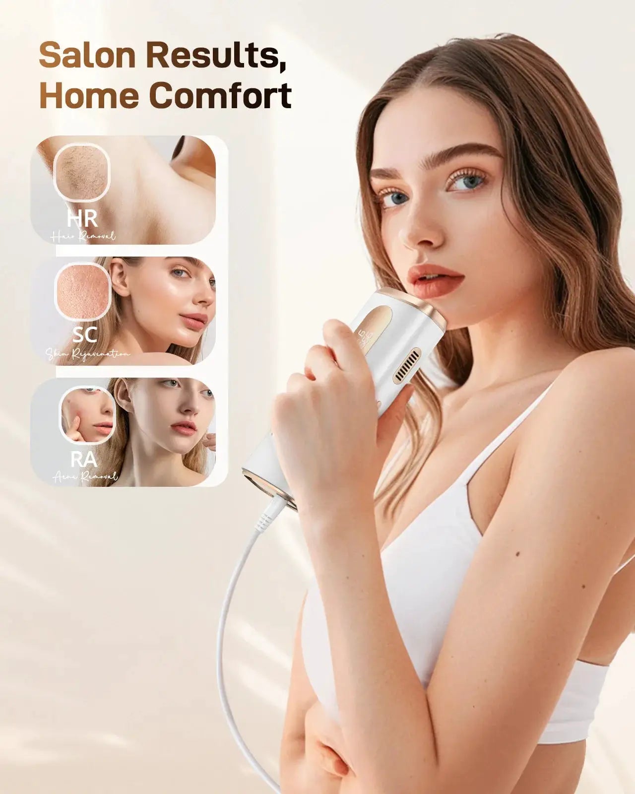 IPL Hair Removal Device by Simples Market with ice-cooling, 3-in-1 home treatment for men and women