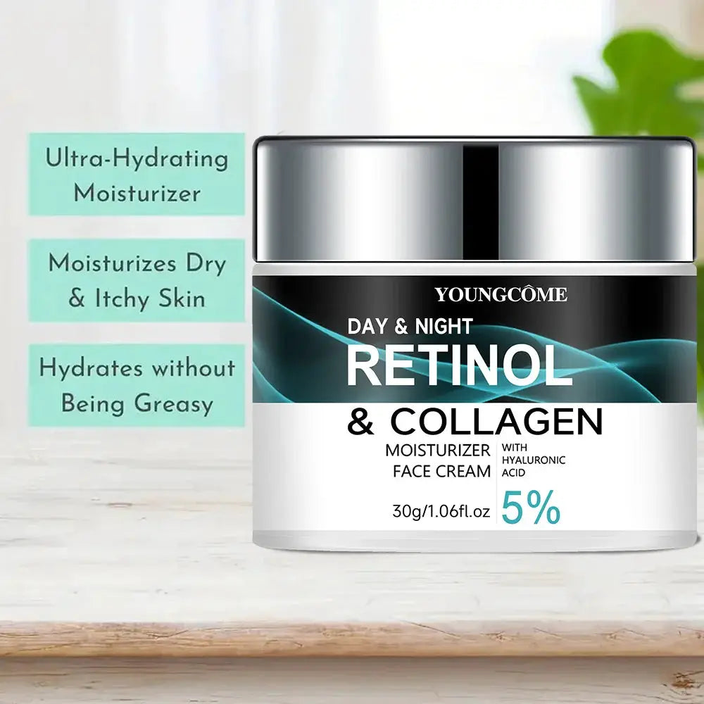 Youngcome Retinol And Collagen Face Cream For Day And Night Use Improves Skin Elasticity Radiance And Moisture
