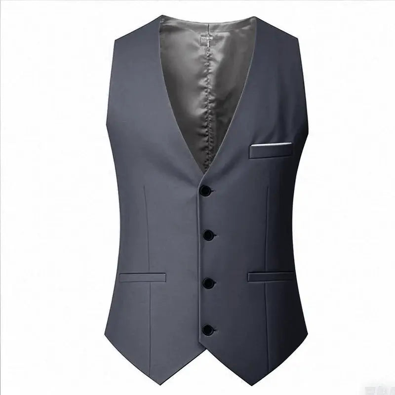 M 7XL Spring Summer Mens Suit Vest Sleeveless Adjustable Waist Single Breasted Solid Color Business Vest For Wedding