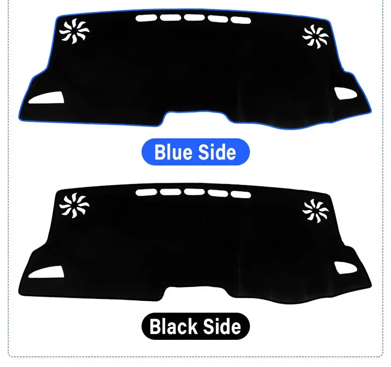 Dashboard sun shade cover for Toyota Corolla E210; blue and black sides, non-slip mat by Simples Market