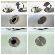 PureCraft Stainless Steel Basin Sink Overflow Cover Ring Insert For Round Drains Leakproof Polished Silver Finish