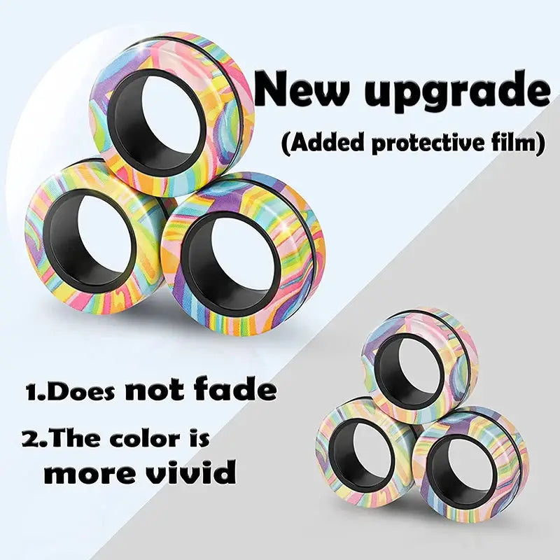 Magnetic Rings Fidget Toy Set 3 Pack Spinner Rings for Adults Teens and Kids Great Gift Durable ABS Plastic