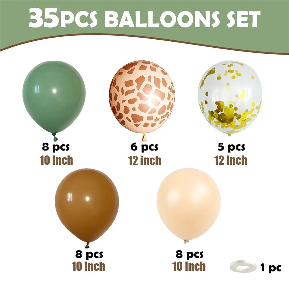 Jungle Animal Themed Latex Balloons Set For Birthday Party Decoration Baby Shower And Event Celebration