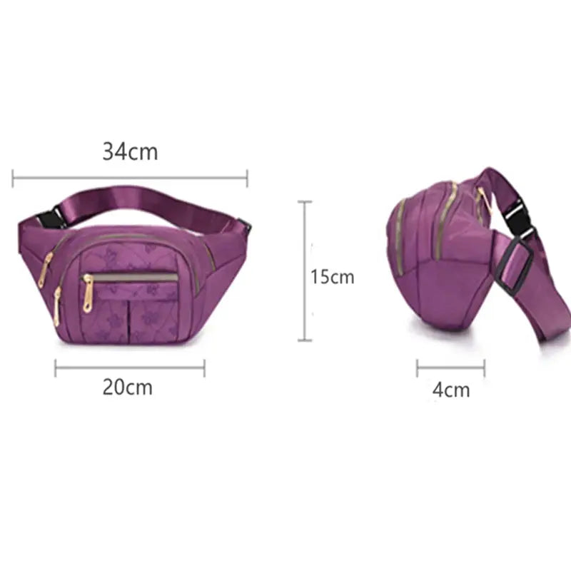 Waist bag by Simples Market in purple Oxford cloth waterproof with gold zippers