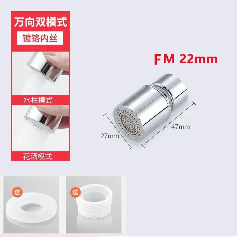360 Degree Swivel Faucet Spray Head for Kitchen and Bathroom Dual Modes Water Saving Extension Aerator