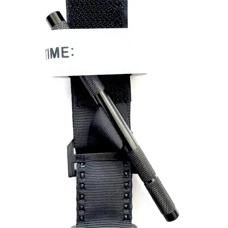 Rotary pressure aluminum rod tourniquet with MOLLE strap, black tactical gear