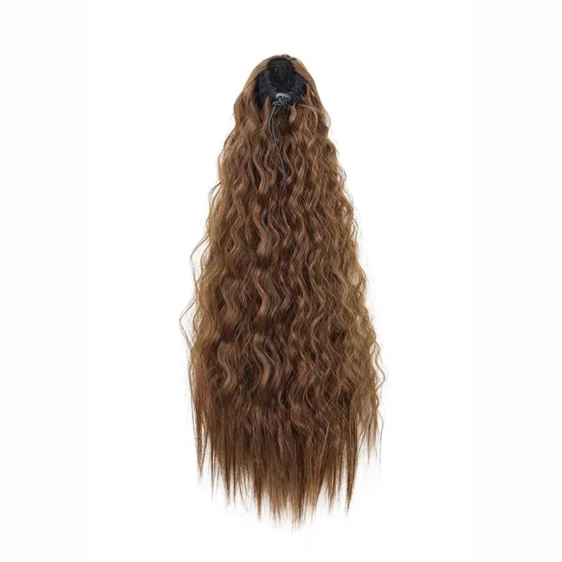 22 Inch Synthetic Kinky Curly Ponytail Hair Extension Drawstring Clip In Black For Women
