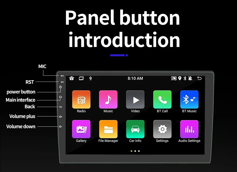 BQCC 2-Din car radio with Android Auto/CarPlay, GPS, IPS touchscreen, WiFi and Bluetooth (7/9/10 inch)