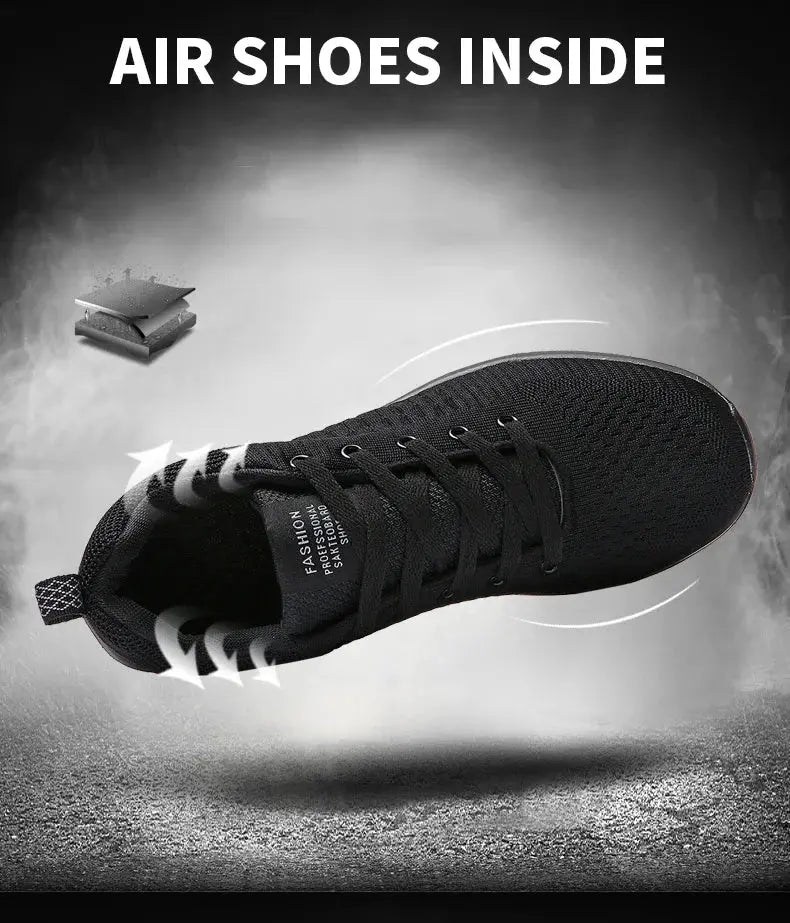 Knit running shoe by Simples Market, black breathable lightweight lace-up sneaker
