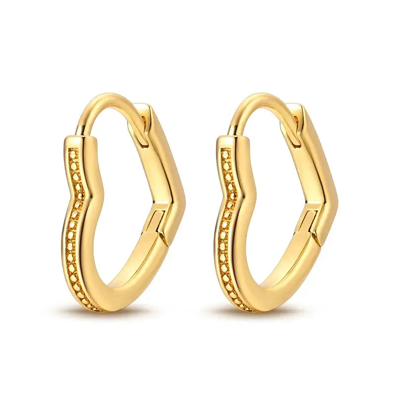 Hoop earrings gold-tone with dotted edge detailing, Simples Market pair