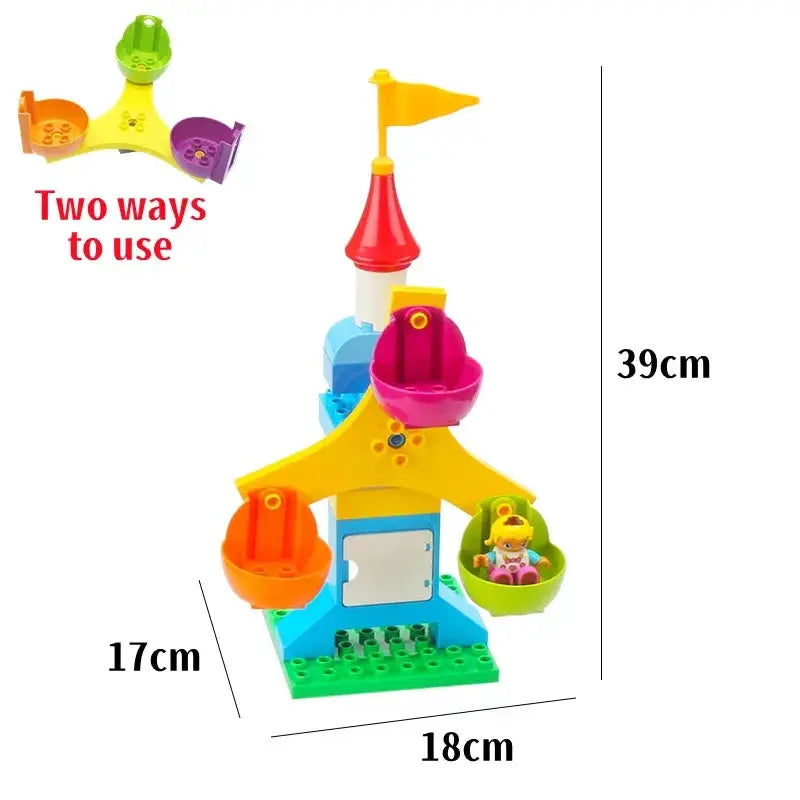 Big Building Blocks Duplo Compatible Large Brick Ferris Wheel Seesaw Slide Swing Educational Toy For Kids