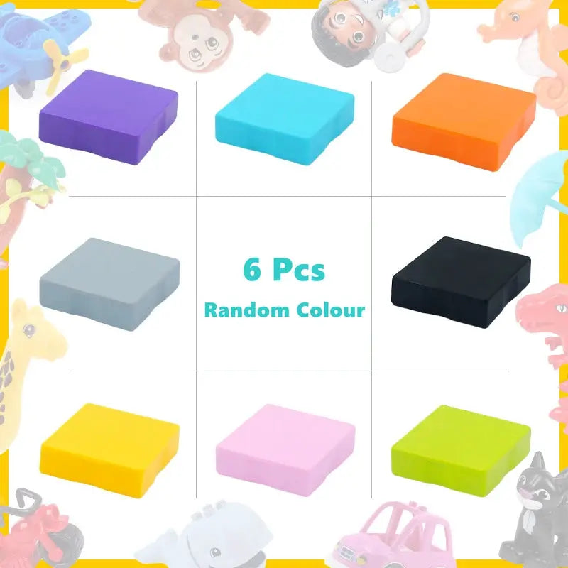 6 Piece Big Building Block Accessories Compatible With Enlighten Large Bricks Foundation Blocks Educational Toy