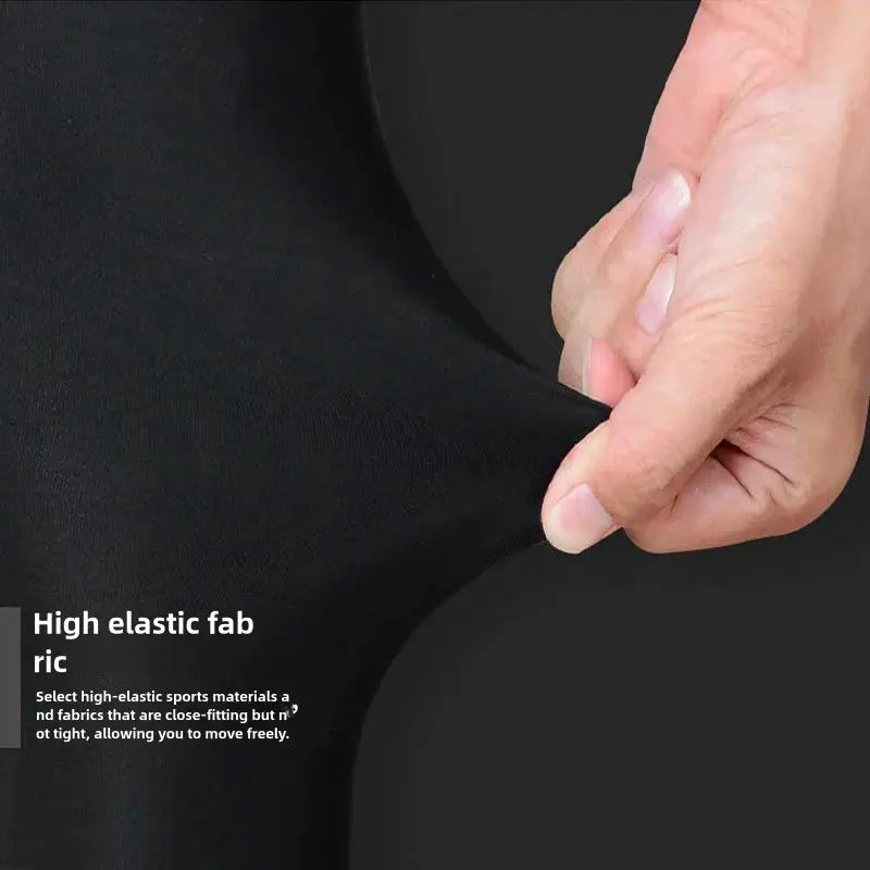 Simples Market men's compression pants with high-elastic fabric; black athletic leggings for running and workouts.