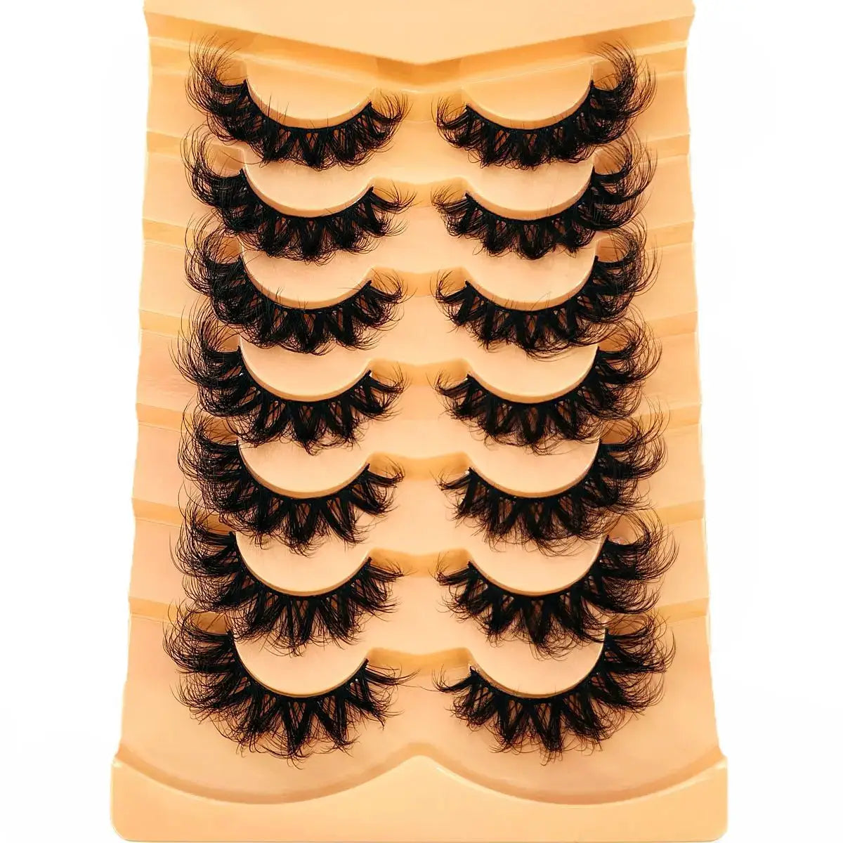 HBZGTLAD 7 Pair Faux Mink Lashes Fluffy Natural Look False Eyelashes Volume Wispy Crossed Thick Fox Eye Cat Eye