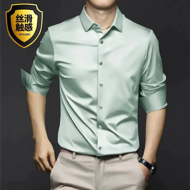 Mens Long Sleeve Non Iron Wrinkle Resistant Dress Shirt White For Business Professional Casual Wear S To 5XL