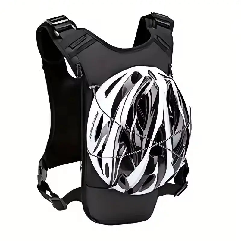 Lightweight running chest pack vest by Simples Market, black with front corded attachment