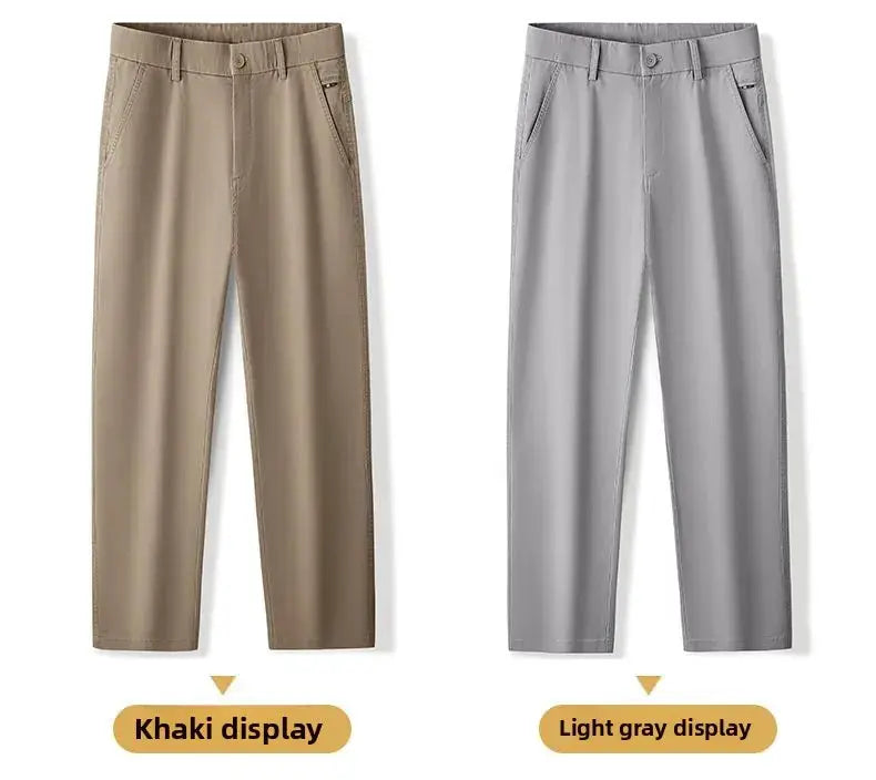 Simples Market men's cotton pants, khaki and light gray, set of two classic straight-leg trousers with elastic waist