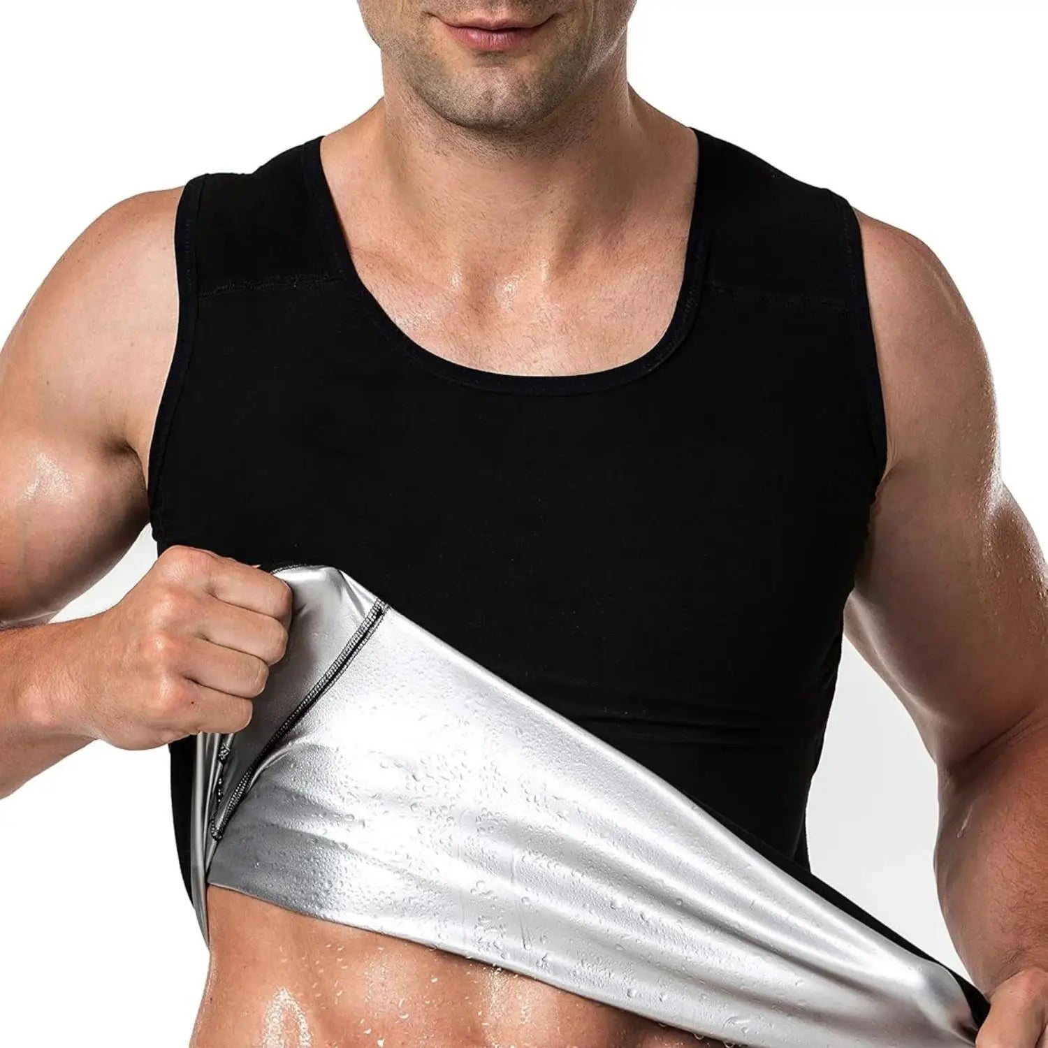 Men's Sauna Shirt Short Sleeve Sweat Vest Body Shaper For Gym Exercise And Workout Performance