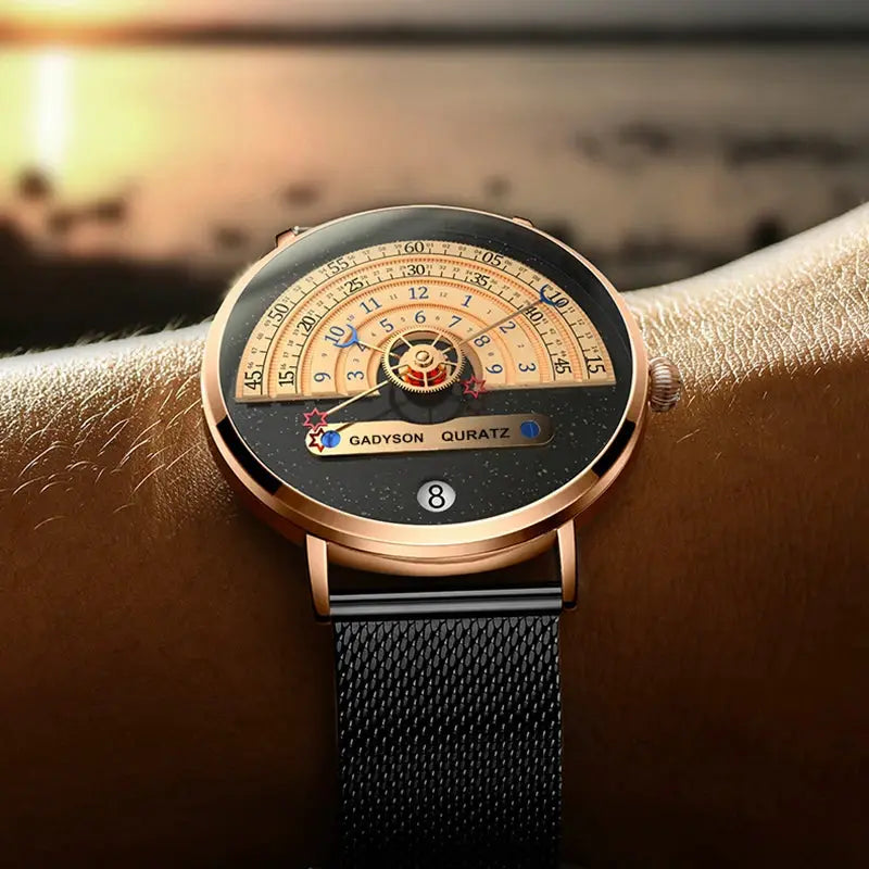 Mens Business Quartz Watch With Date Calendar Stainless Steel Strap Professional Style