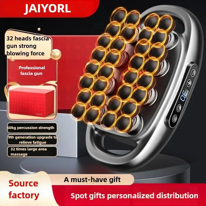 32-head massage gun, silver wireless massager with 32 massage heads for deep-tissue relief Simples Market