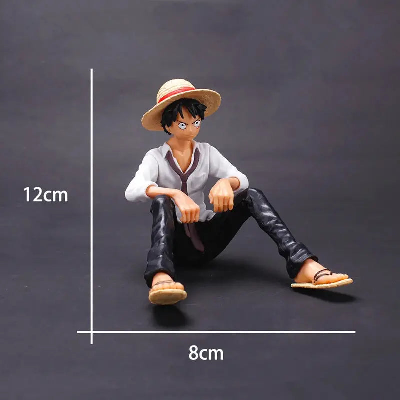 One Piece Luffy 12cm Sitting Pose PVC Figure Collectible Statue Toy For Birthday Gift