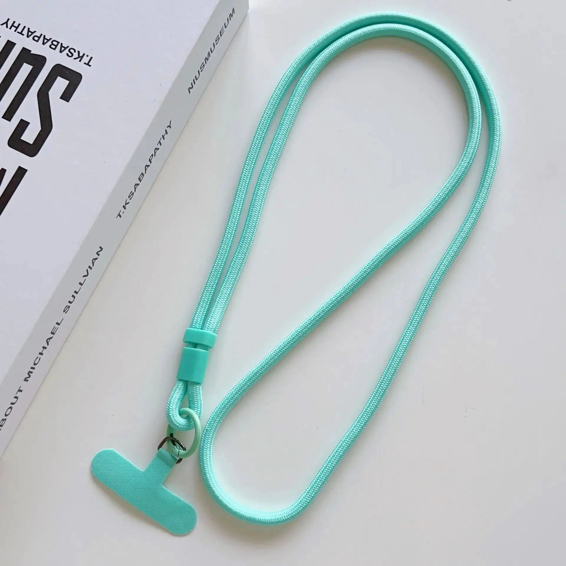 Simples Market turquoise solid-color mobile phone lanyard with long crossbody rope strap