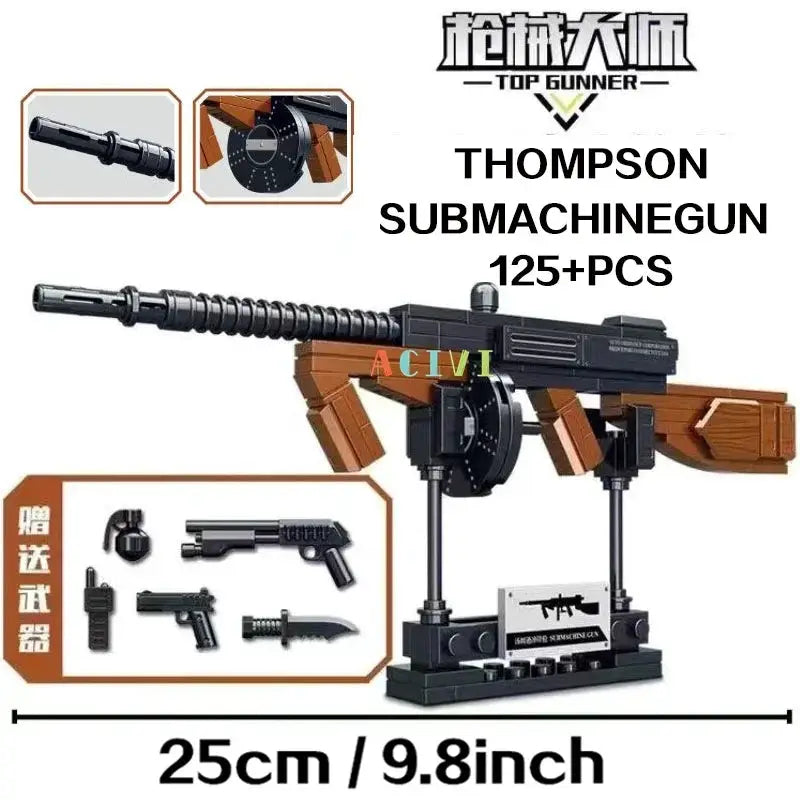 Technical Building Block Set Military Weapon Models Including AK47 Revolver Submachine Gun Sniper Barrett For Kids