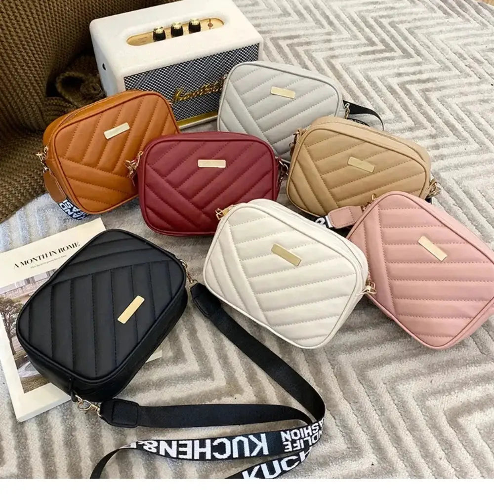 Shoulder bags set in PU with quilted diagonal pattern, 8 colors, Simples Market crossbody purses