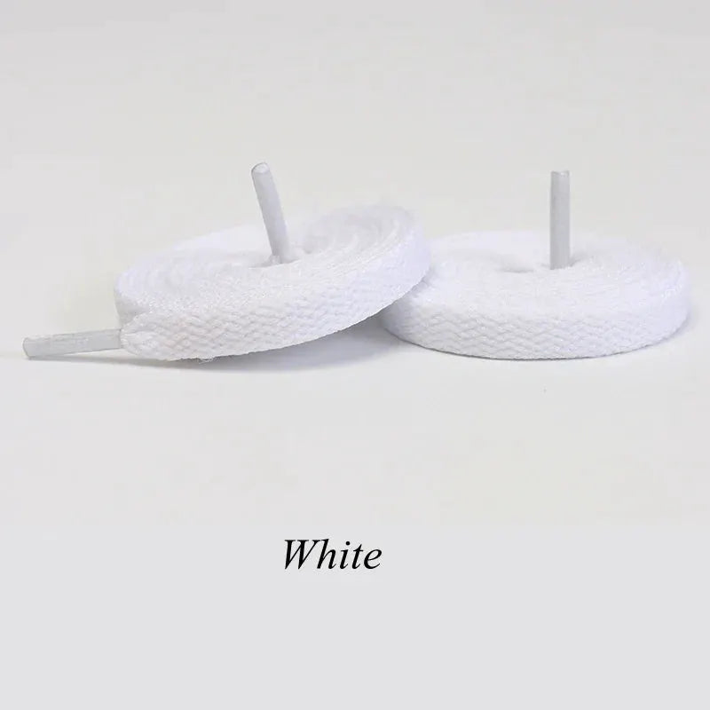 White flat shoelaces, 1 pair for casual athletic sneakers