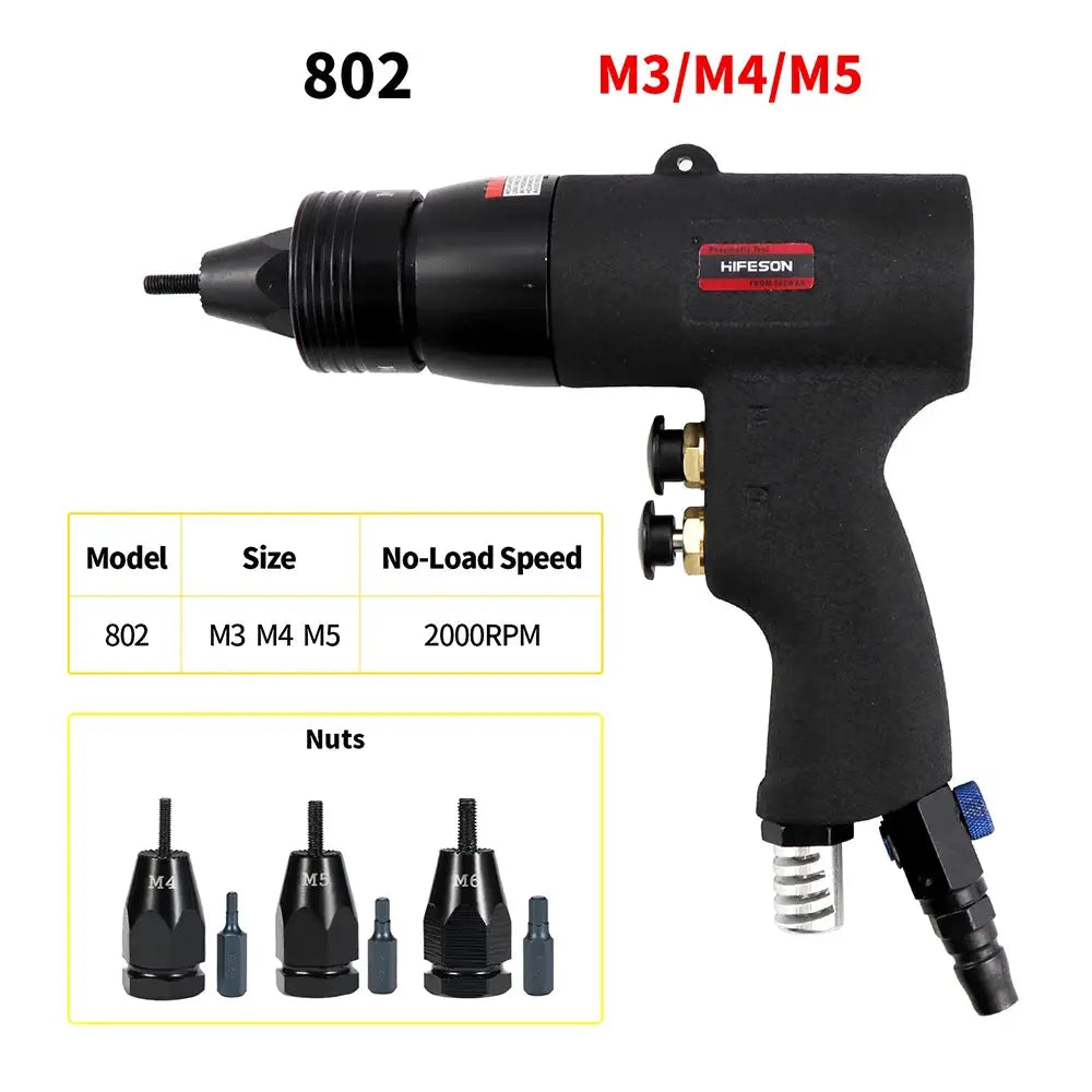 HIFESON Self Lock Pneumatic Rivet Nut Gun For Aluminum And Iron Rivet Nuts Inserter And Setter