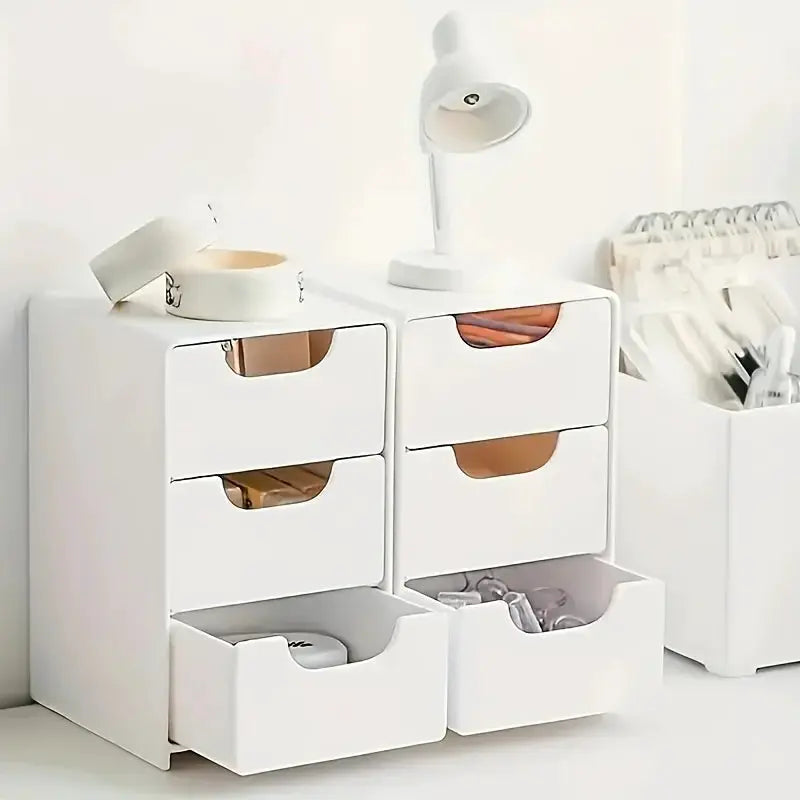 Chic 3 Tier Desk Organizer With Drawers For Office Supplies Jewelry Cosmetics Storage Portable Divider Box