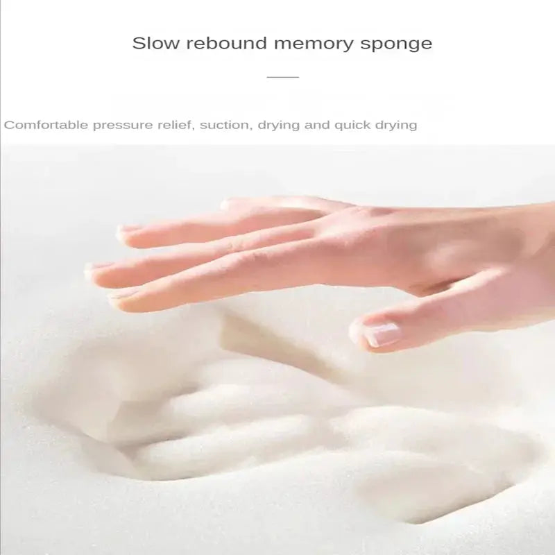 Simples Market thickened memory foam bathroom mat; white, curved shower/door entry foot mat, non-slip.