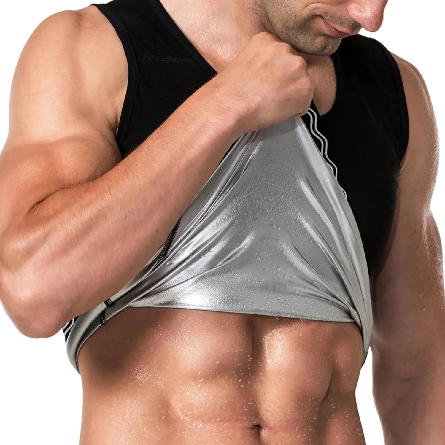 Men's Sauna Shirt Short Sleeve Sweat Vest Body Shaper For Gym Exercise And Workout Performance
