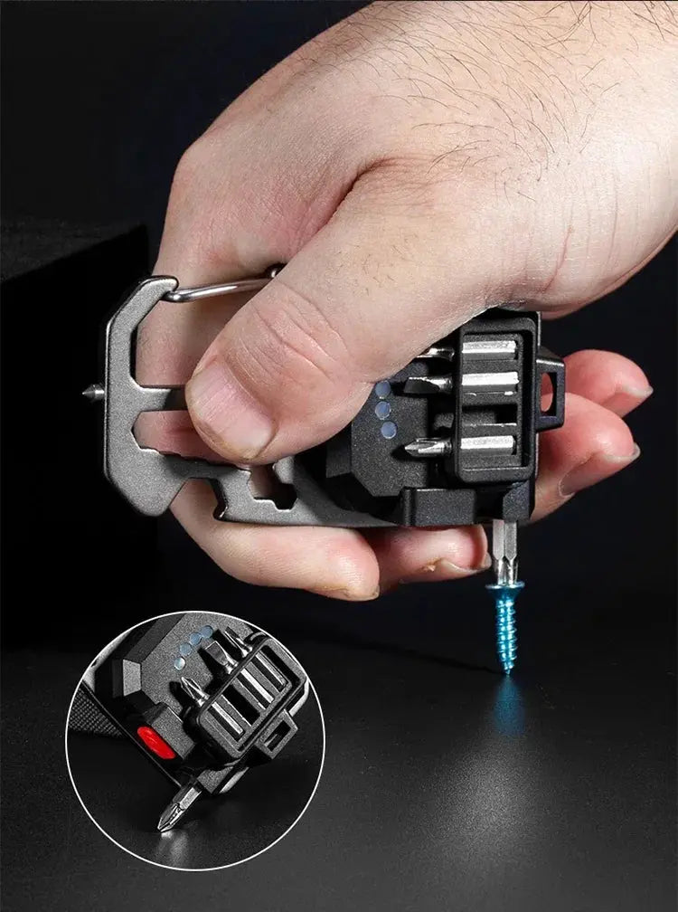 COB keychain work light with battery display, 8-mode rechargeable LED on carabiner clip