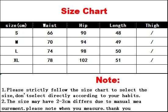 Simples Market denim shorts size chart with waist, hip and length measurements (S-XL)