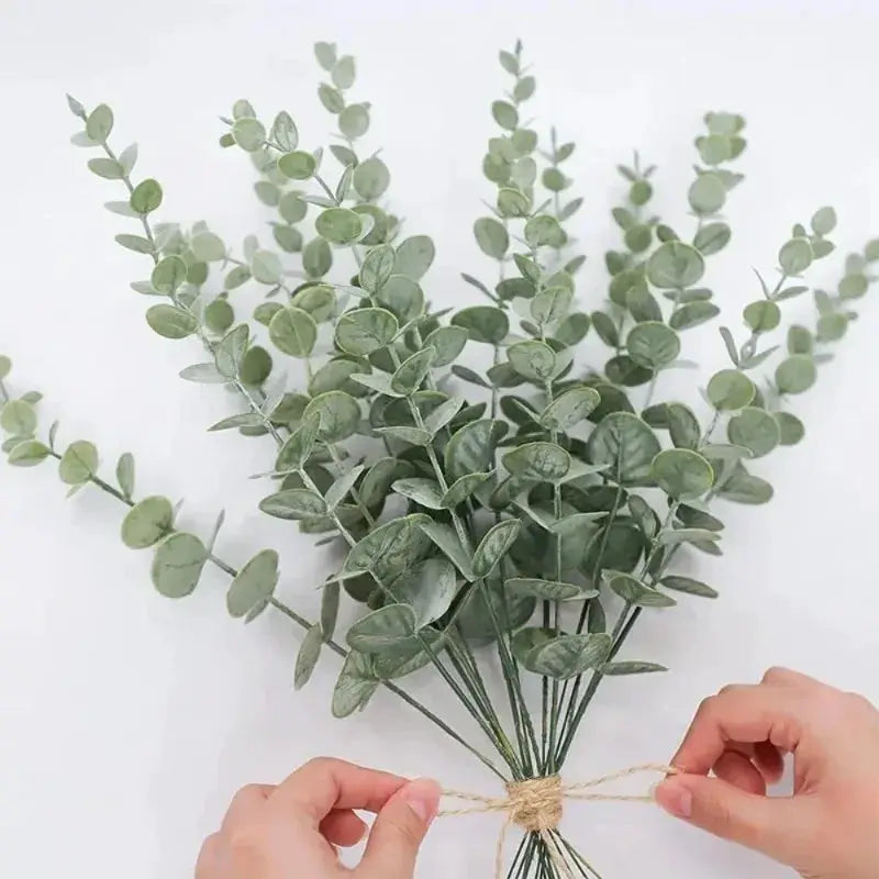 5 10 20 Pcs Eucalyptus Leaf Stems Artificial Green Plants For Living Room Decor Wedding Bouquets Vases Centerpieces