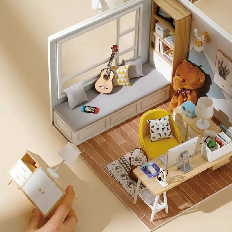 Wooden Miniature Doll House Kit DIY 3D Puzzle Building Model For Birthday Gifts And Home Decor Display