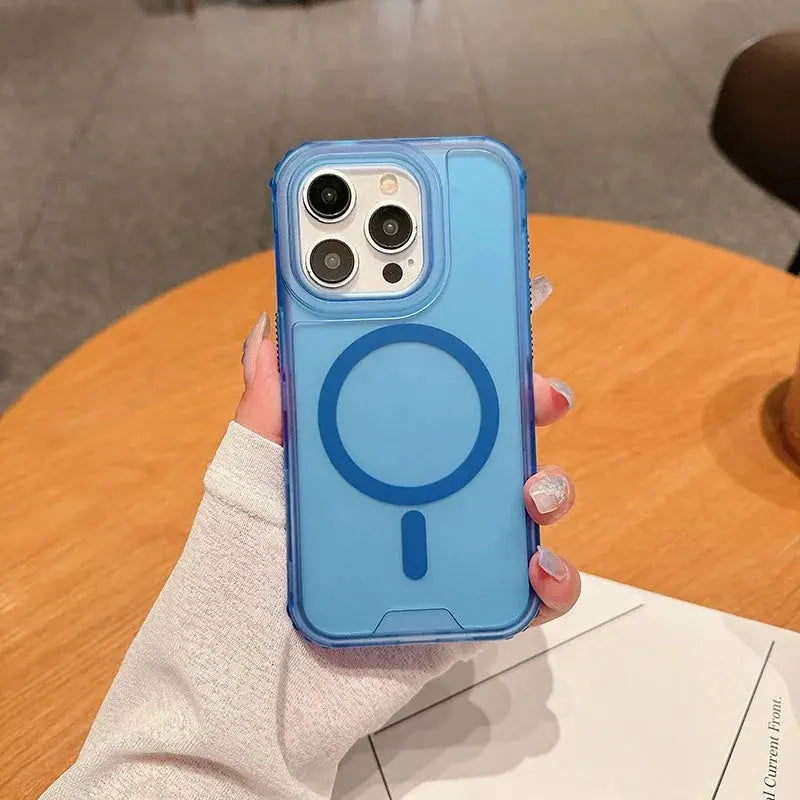 Simples Market 3-in-1 MagSafe heavy-duty armor case in blue for iPhone 12–17 Pro/Max models