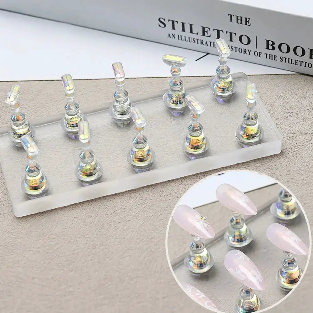 Aurora Nails Transparent Magnetic Nail Stand For Acrylic False Nails Holder For Training And Display