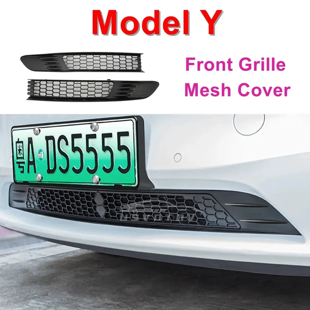 Grille Mesh Inserts for Tesla Model Y and 2026 Model 3, front bumper air inlet vent cover, black honeycomb design