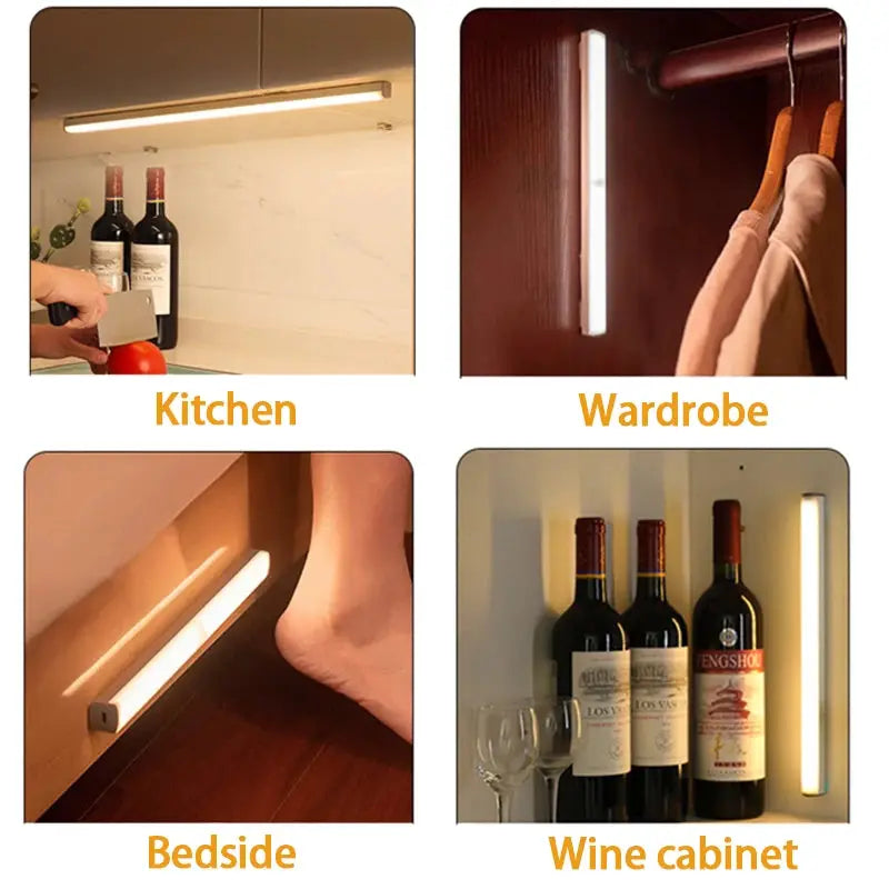 NovaBright Wireless Rechargeable Motion Sensor LED Night Light Type C Charging for Cabinets Wardrobes Staircase Light