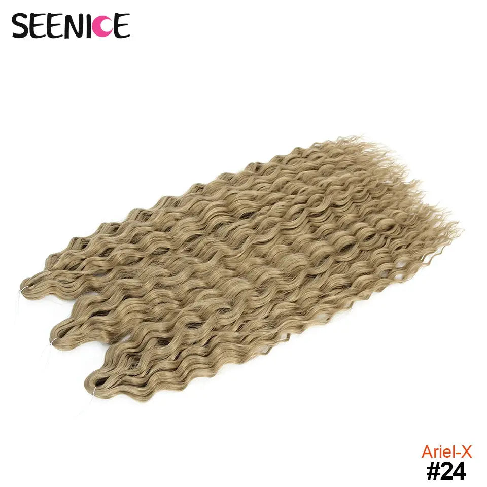 SEENICE Ariel-X crochet hair bundles, ombre blonde #24, water-wave curls