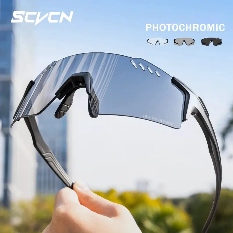 SCVCN Photochromic Cycling Glasses With Adaptive Lenses UV400 Protection For Outdoor Sports