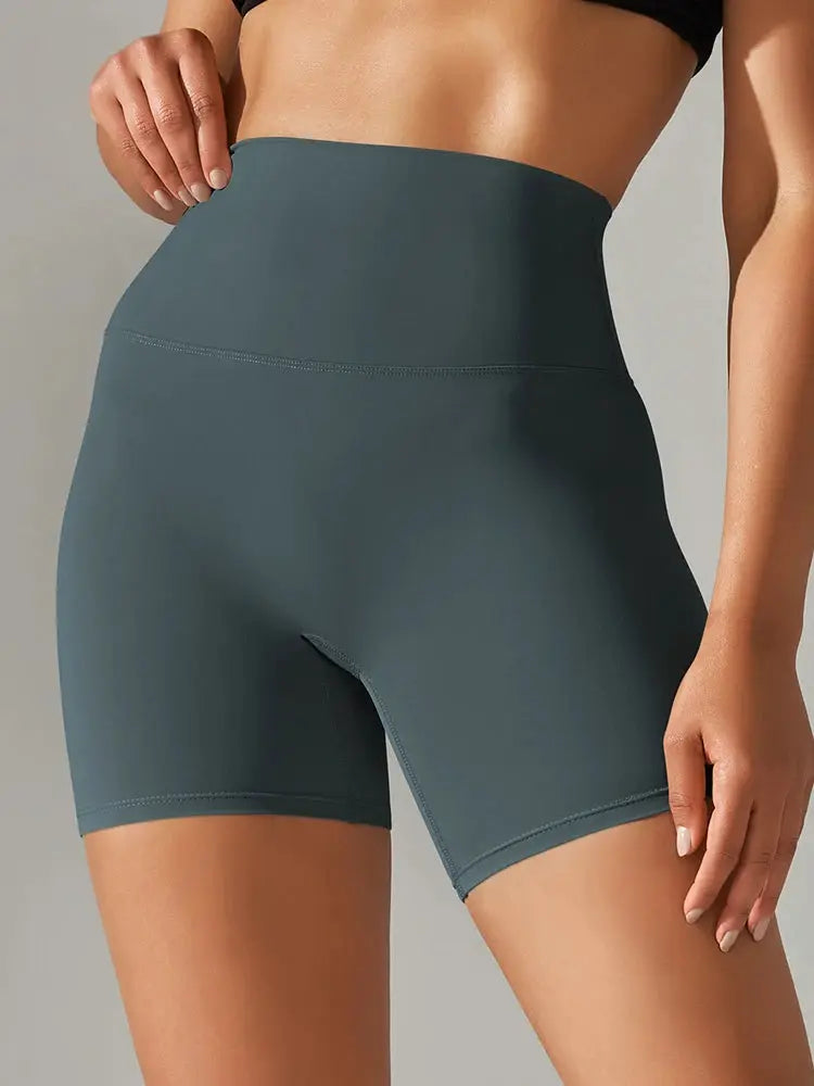 Simples Market women's teal high-waisted sports shorts for workouts