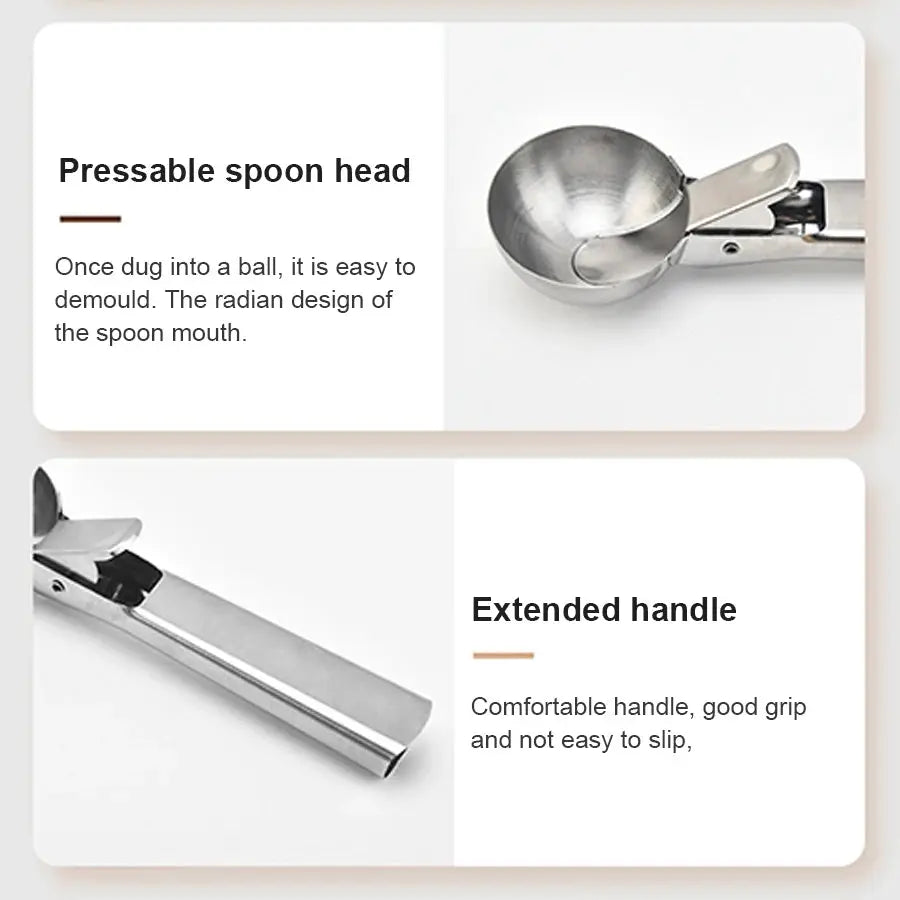 KitchenPro Stainless Steel Dual Purpose Ice Cream And Fruit Scoop Effortless Scooping For Soft And Hard Ice Cream