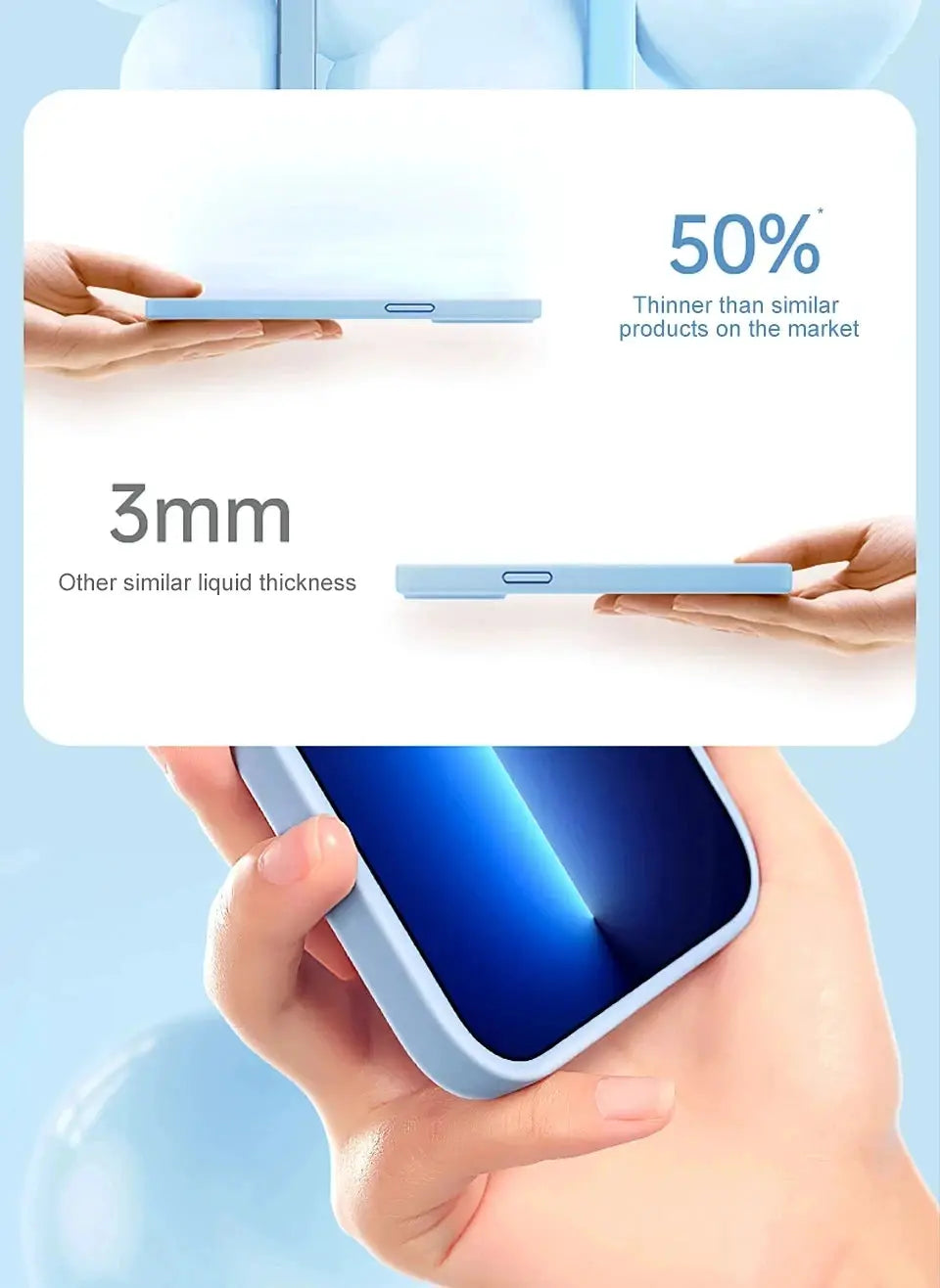 Luxury liquid silicone shockproof phone case for iPhone 11–17 Pro Max, light blue