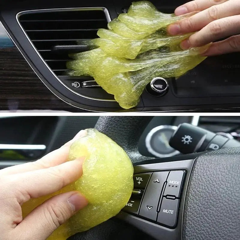 NewAuto car cleaning gel pad, yellow translucent cleaner for car vents and steering wheel controls
