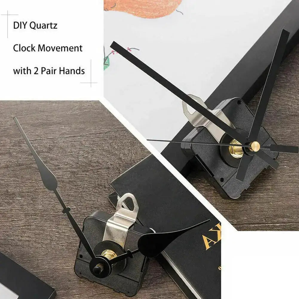 Clock mechanism with silent quartz movement and 2 pairs black clock hands for DIY repair parts