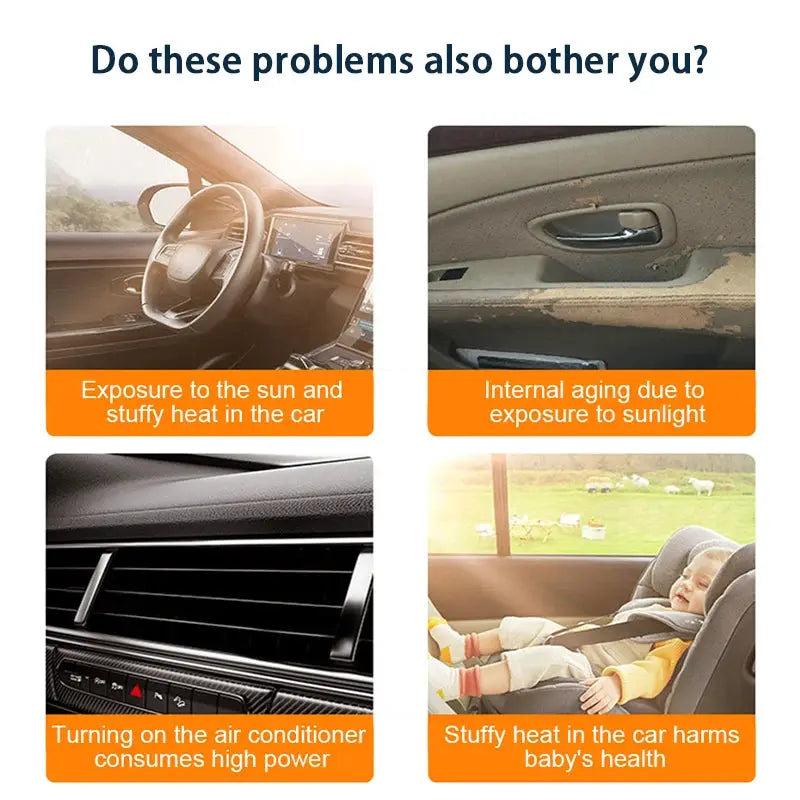 Seametal Car Sun Shade Side Window Curtain Front Rear Universal Fit UV Blocking Suction Cup Sun Protection