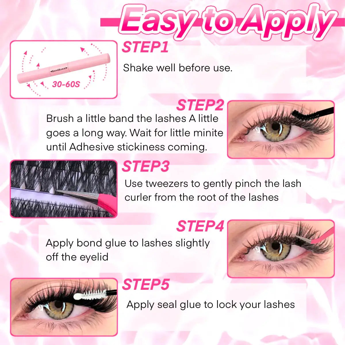 DIY Lash Extension Kit For Clusters And Individual Eyelashes 9 To 16mm Bond And Seal Wispy Natural Look